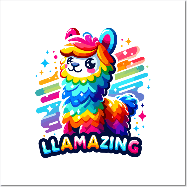 Llamazing: Rainbow Llama Delight Wall Art by SimplyIdeas